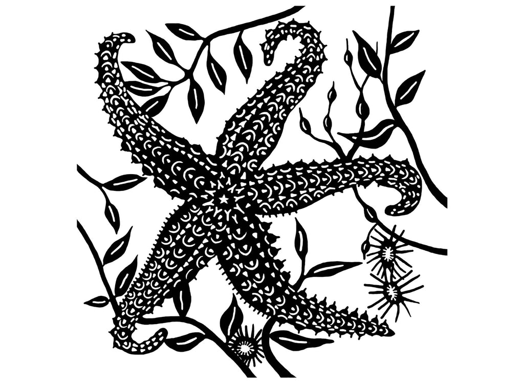 Ocean Starfish 2 pcs 4" Black Fused Glass Decals
