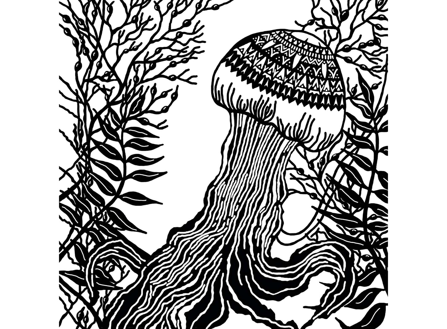 Ocean Jellyfish 2 pcs 4" Black Fused Glass Decals