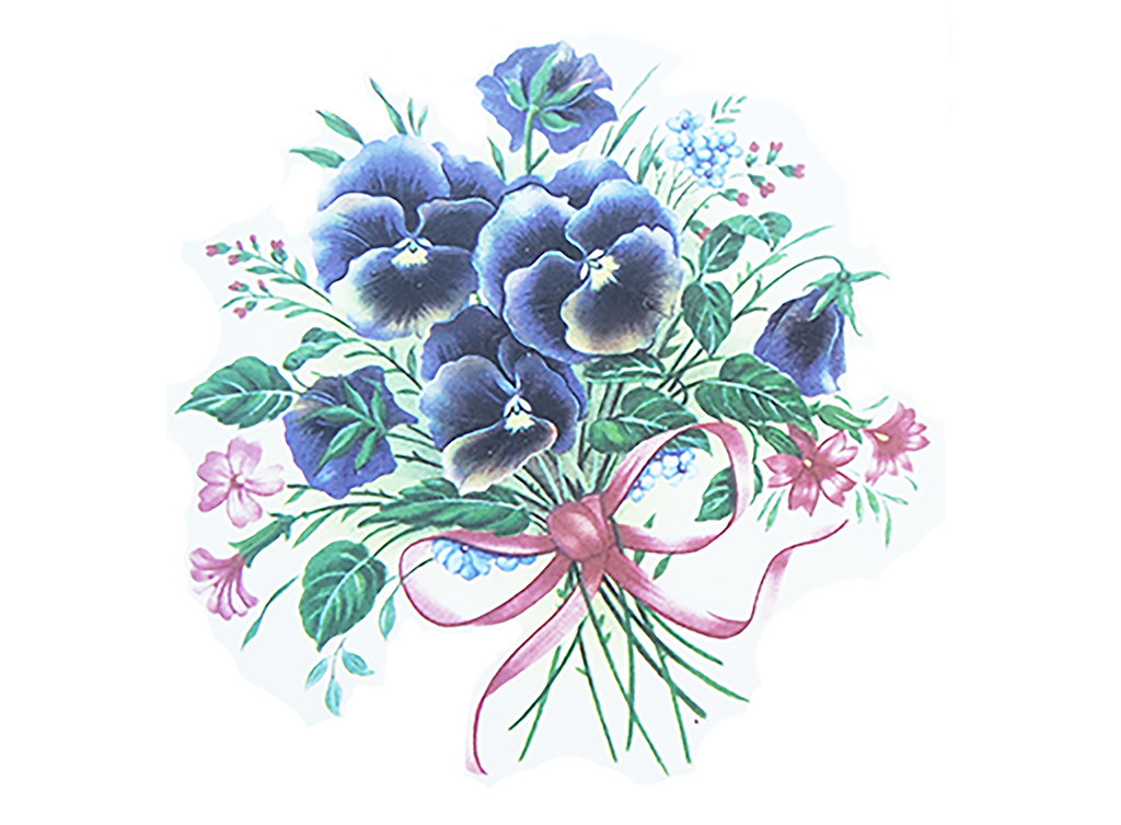 Flowers Pansy Pink Ribbon Ceramic Decals 16366