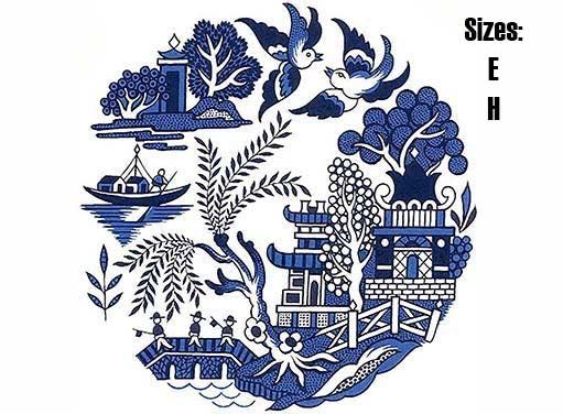 Blue Willow Round Rectangle Strip Wrap Ceramic Decals S543