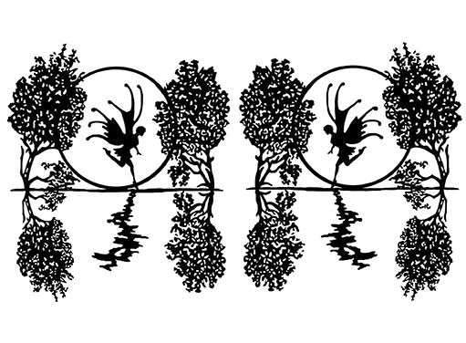 Dancing Moonlight Fairy 2 pcs 4 Inch Black Fused Glass Decals