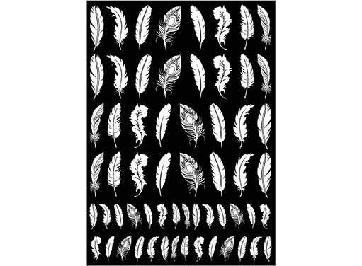 Feathers 60 pcs 1/2" to 7/8" White Fused Glass Decals