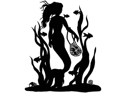 Mermaid Shells 2 pcs 4 Inch Black Fused Glass Decals