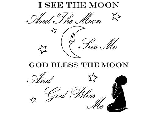 I See The Moon Boy 2 pcs 3.65 Inch Black Fused Glass Decals