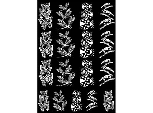 Stacking Butterfly Dragonfly Ladybug 17 pcs 1-1/4" White Fused Glass Decals