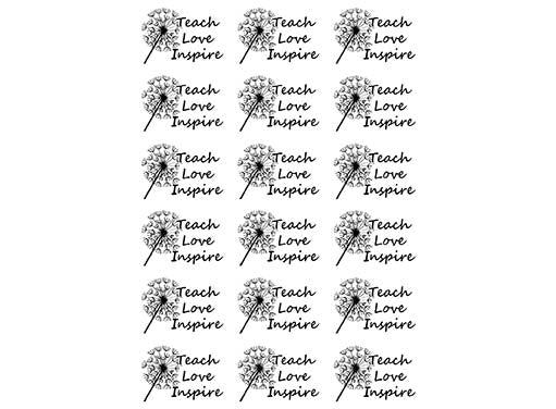 Teach Love Inspire 18 pcs 1" Black Fused Glass Decals
