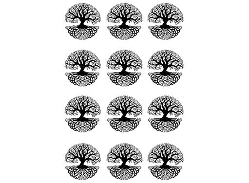 Celtic Tree of Life 12 pcs 1 Inch Black Fused Glass Decals