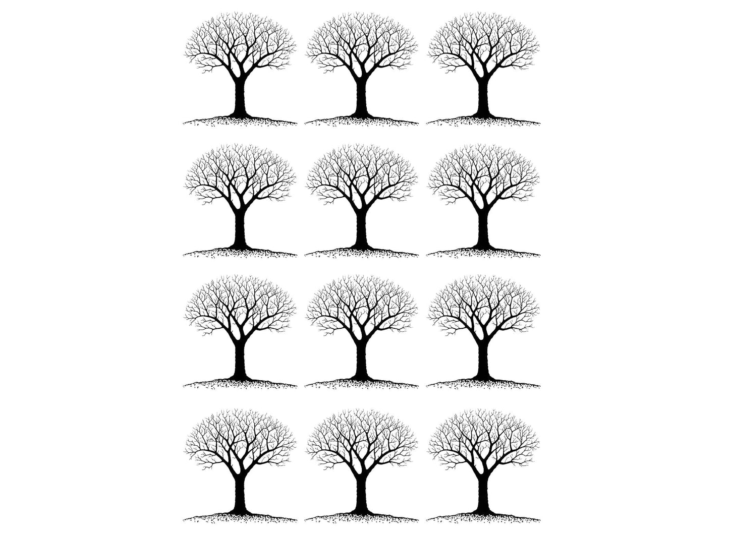 Winter Trees 12 pcs 1 Inch Black Fused Glass Decals