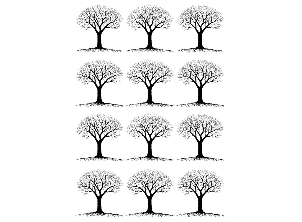 Winter Trees 12 pcs 1" Black Fused Glass Decals