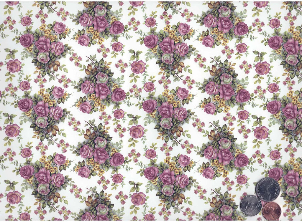 Allover Chintz Pink White Rose Flowers 9" X 13-3/4" Sheet Ceramic Decal #256