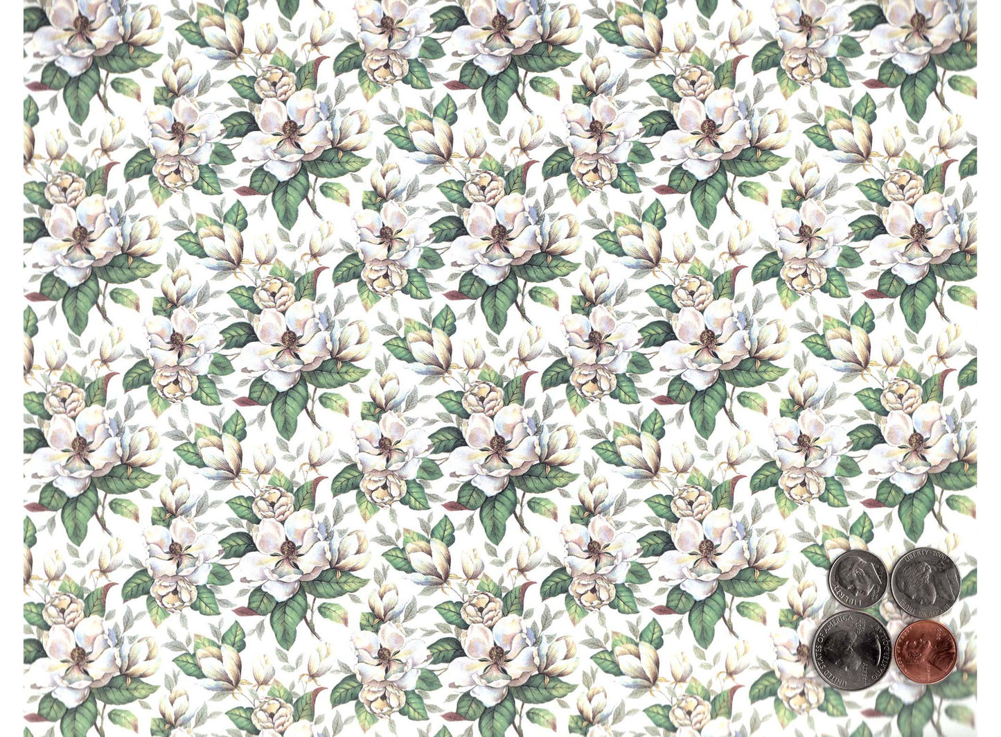 Allover Chintz White Magnolia Flowers 9 x 13.5 Inch Ceramic Decal Sheet
