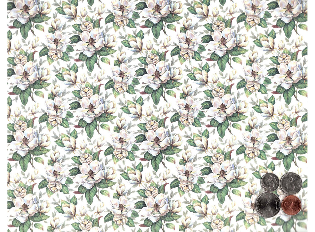 Allover Chintz White Magnolia Flowers 9" X 13-3/4" Sheet Ceramic Decal #2802