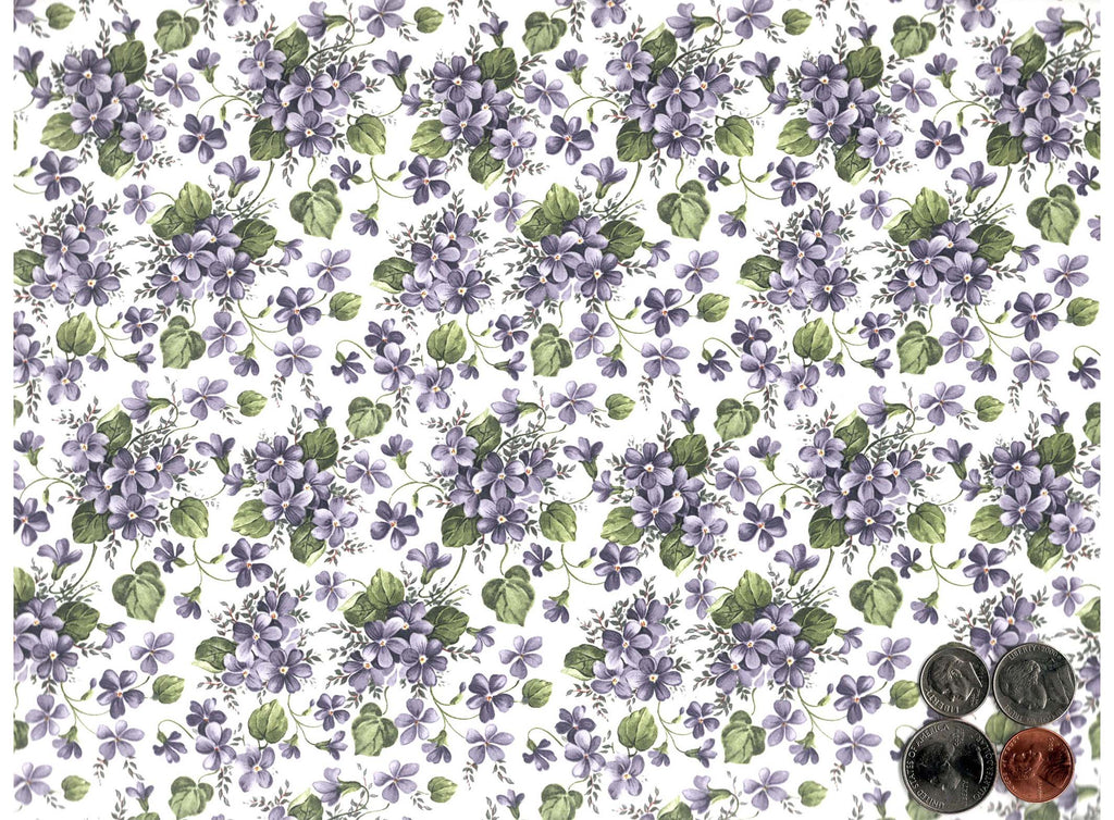 Allover Chintz Purple Violet Flowers 9" X 13-3/4" Sheet Ceramic Decal #2804