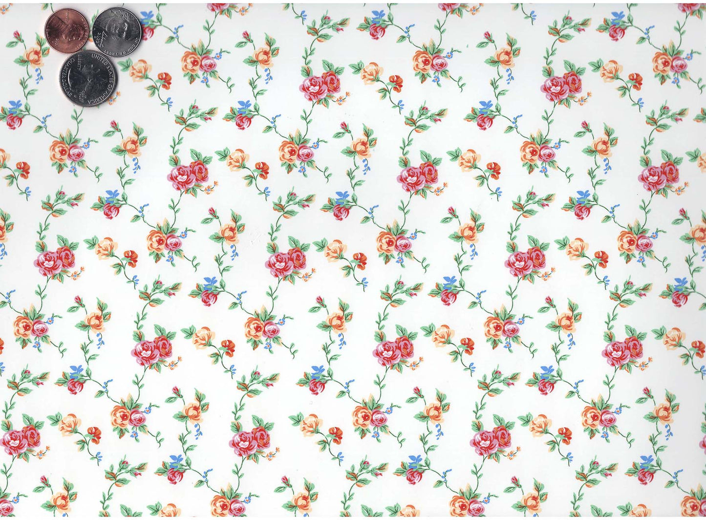 Allover Chintz Pink Yellow Flower Vine 9 x 13.5 Inch Ceramic Decal Sheet