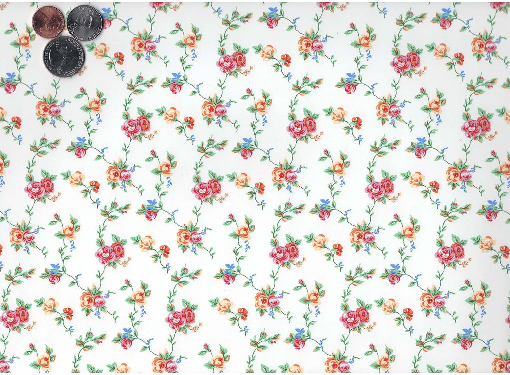 Allover Pink Yellow Flower Vine Chintz 9" X 13-3/4" Sheet Ceramic Decal #3114