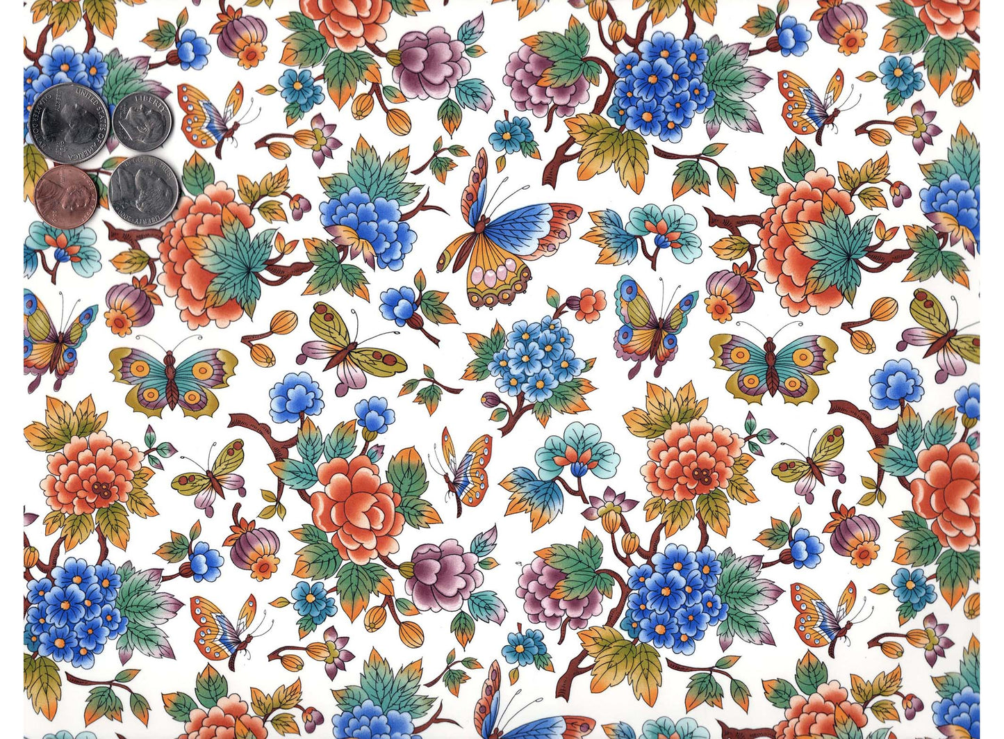 Allover Chintz Oriental Butterfly Flower 9 x 13.5 Inch Ceramic Decal Sheet