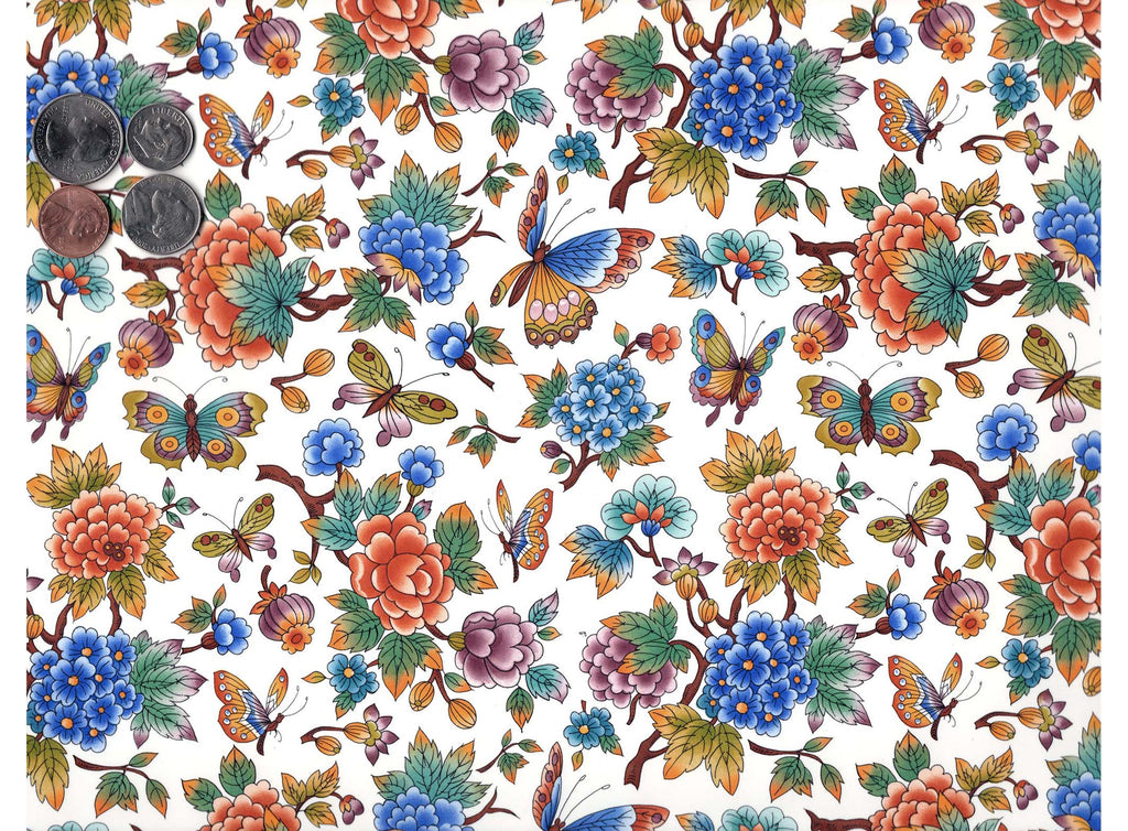 Allover Chintz Oriental Butterfly Flower Garden 9" X 13-3/4" Sheet Ceramic Decal #3232