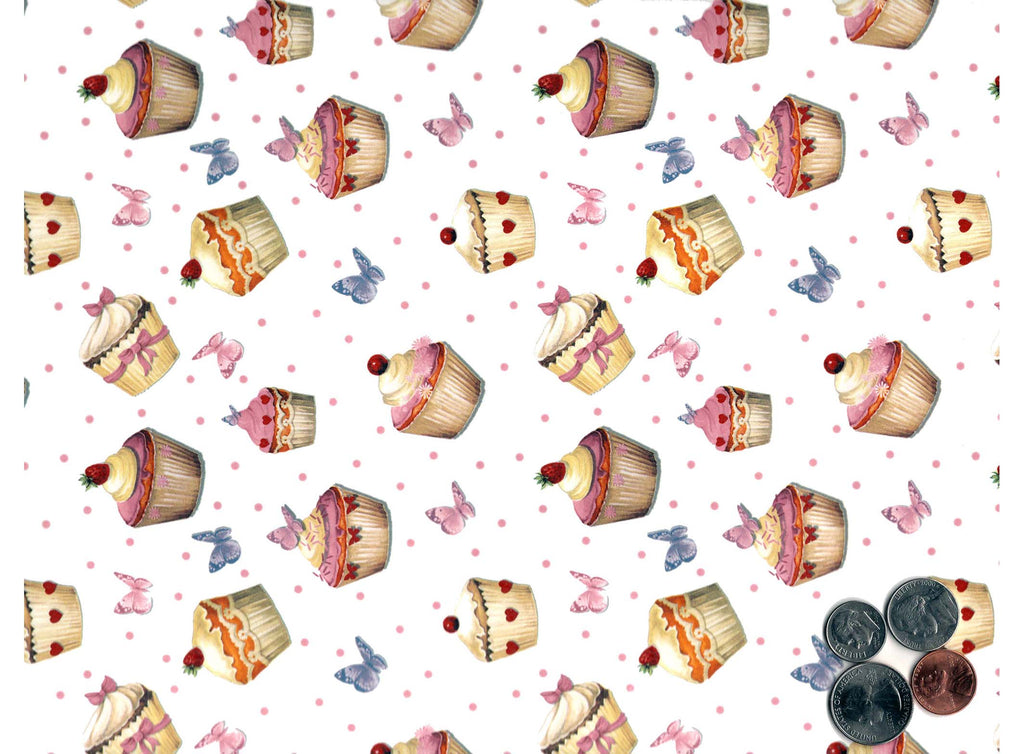 Allover Chintz Butterfly Cupcakes 9" X 13-3/4" Sheet Ceramic Decal #3561