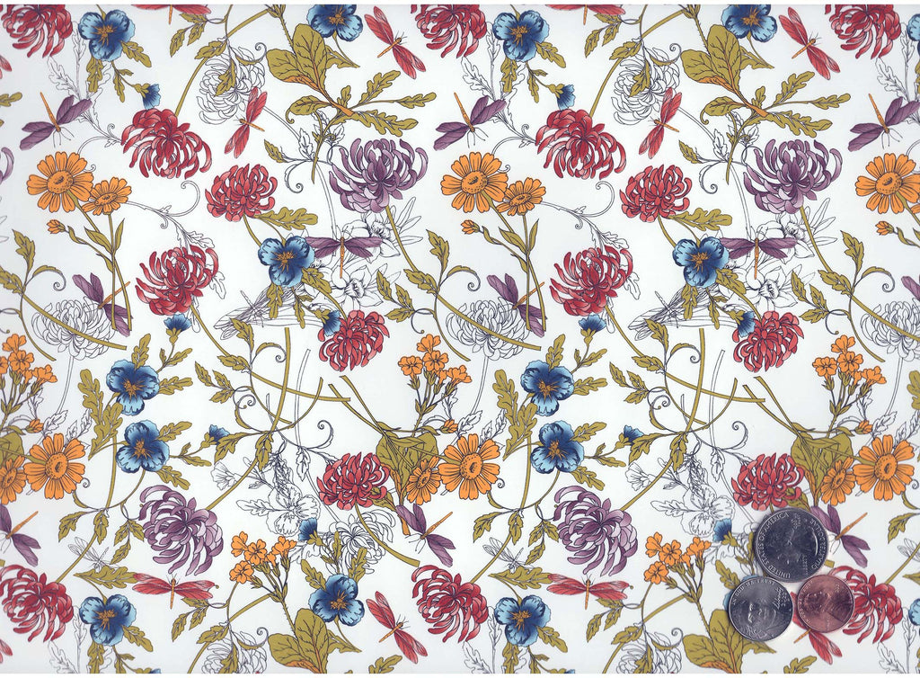 Allover Chintz Purple Yellow Pink Wildflowers 9" X 13-3/4" Sheet Ceramic Decal #3583