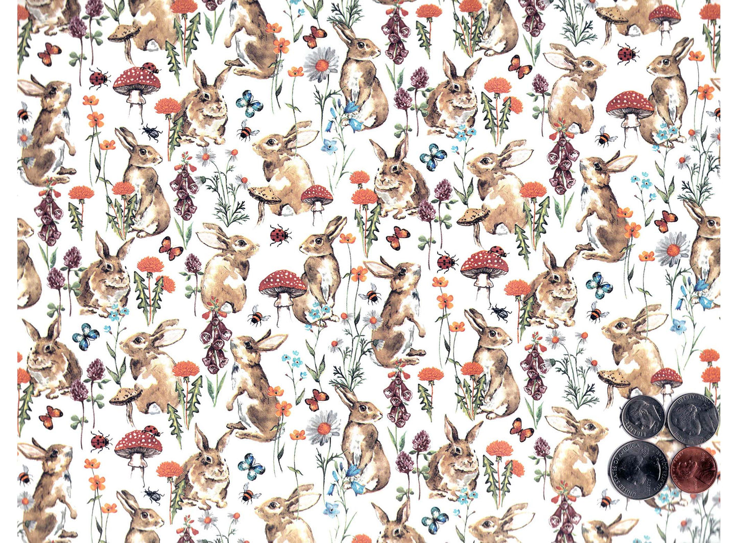 Allover Chintz Rabbit Mushroom Butterfly 9 x 13.5 Inch Ceramic Decal Sheet