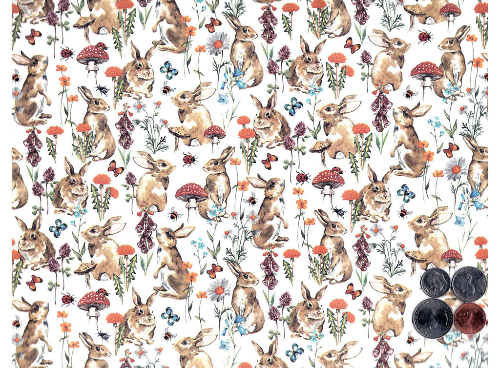Allover Chintz Rabbit Mushroom Butterfly Flower 9" X 13-3/4" Sheet Ceramic Decal #3613