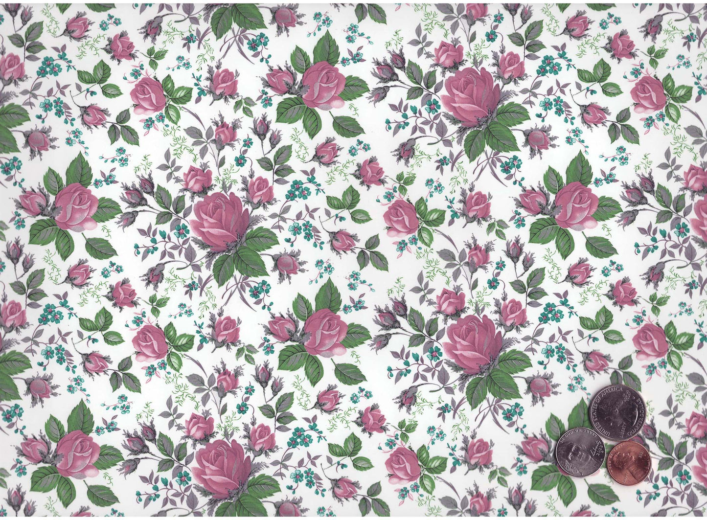 Allover Chintz Pink Rose Blooming Roses 9 x 13.5 Inch Ceramic Decal Sheet
