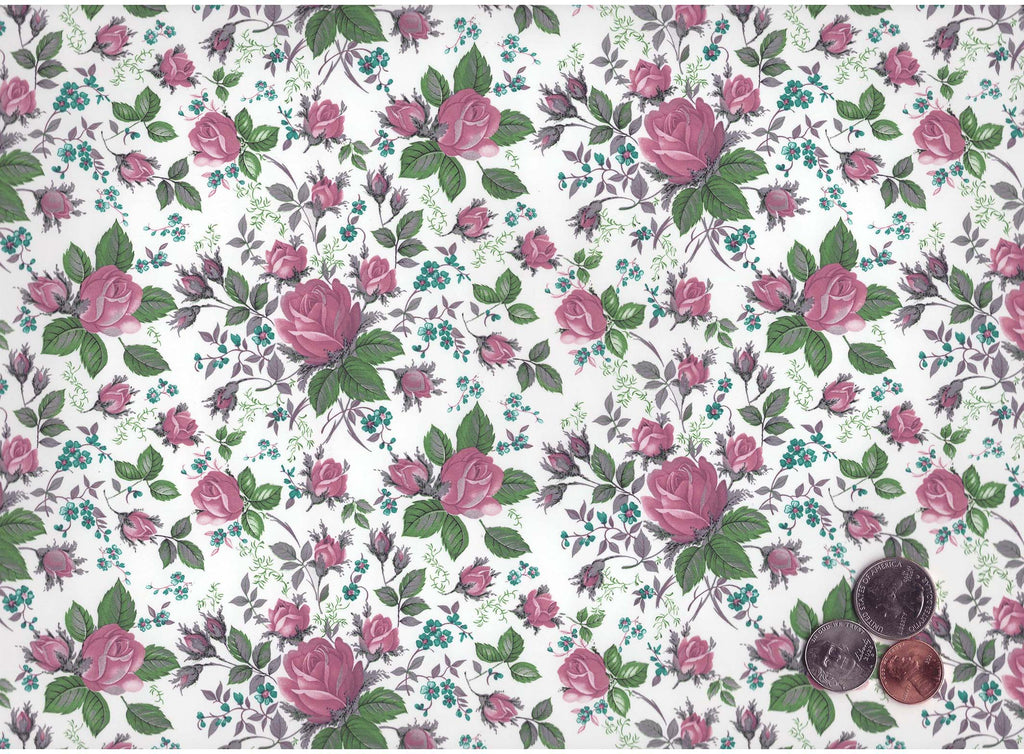 Allover Chintz Pink Rose Blooming Roses 9" X 13-3/4" Sheet Ceramic Decal #6532