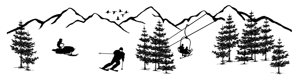 Barrette Ski Scene 6 pcs 3 Inch Black Fused Glass Decals