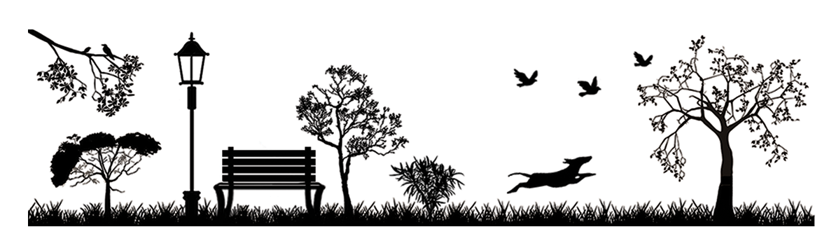 Barrette Dog Park 6 pcs 3 Inch Black Fused Glass Decals