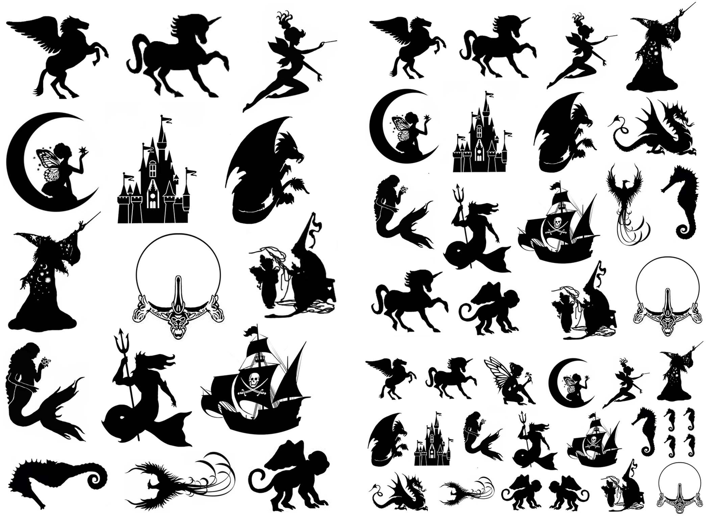 Fantasy Magic 54 pcs 0.25 to 1.25 Inch Black Fused Glass Decals