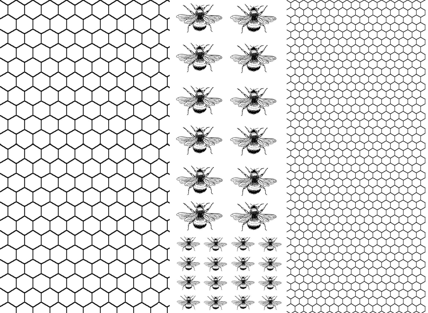 Honeycomb 28 pcs 0.25 to 0.75 Inch Bees Black Fused Glass Decals