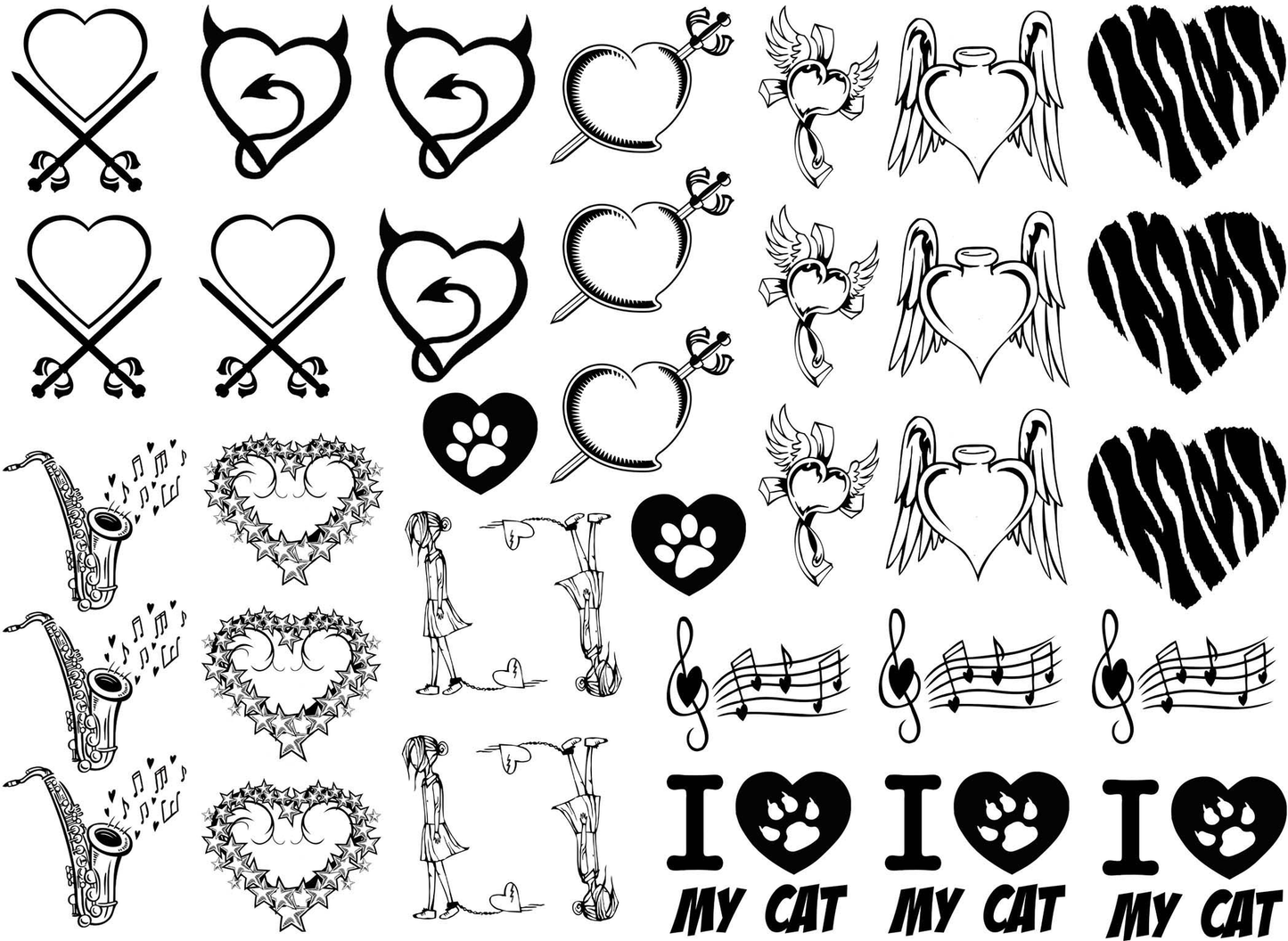Heart to Heart 34 pcs 1 Inch Black Fused Glass Decals