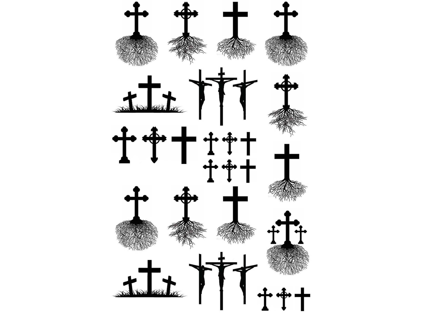 Cross Roots 26 pcs 0.25 to 1 Inch Black Fused Glass Decals