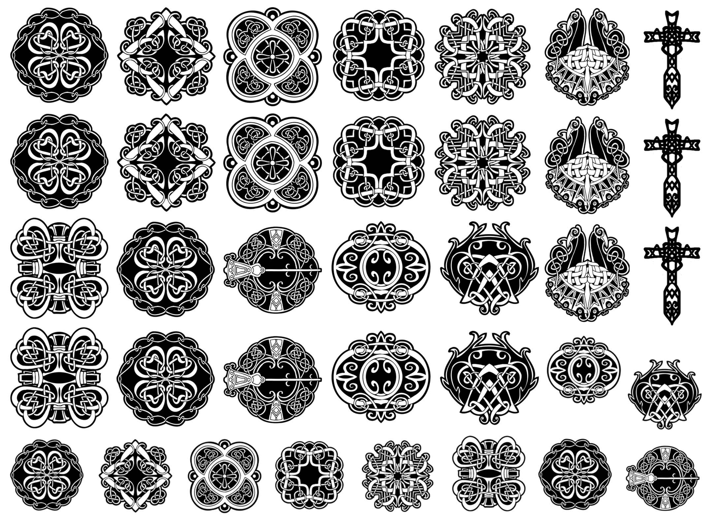 Celtic Knots 36 pcs 0.75 to 1 Inch Black Fused Glass Decals