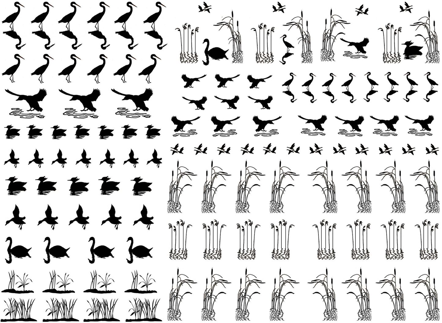 On the Lake Bird Duck 112 pcs 0.25 to 1 Inch Black Fused Glass Decals