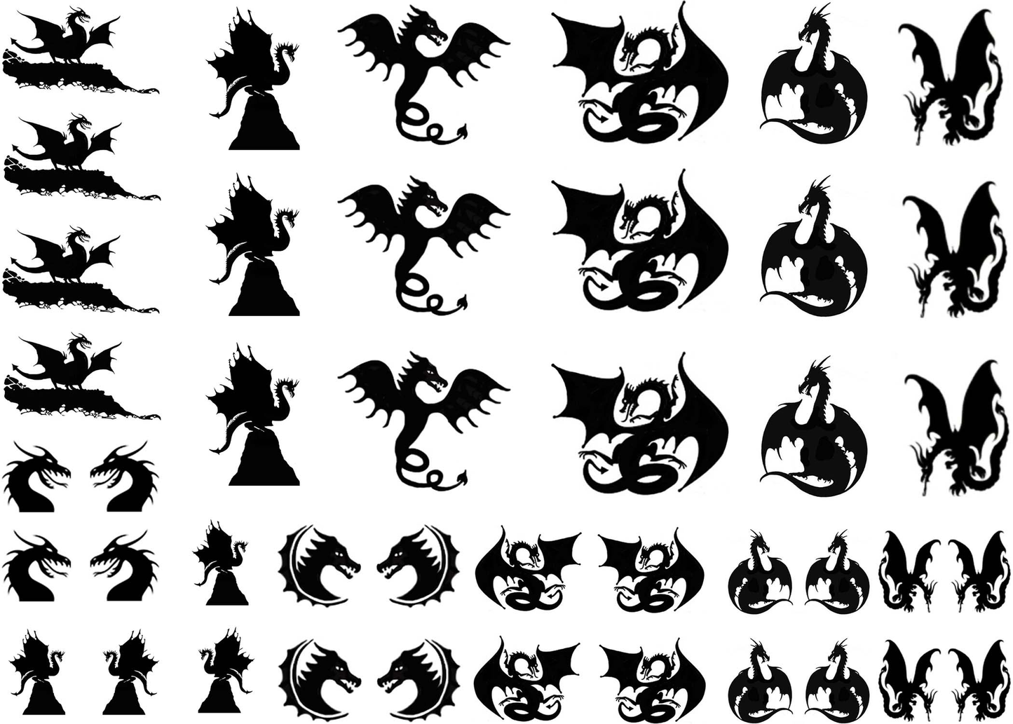 Dragon Craze 43 pcs 0.5 to 1.25 Inch Black Fused Glass Decals