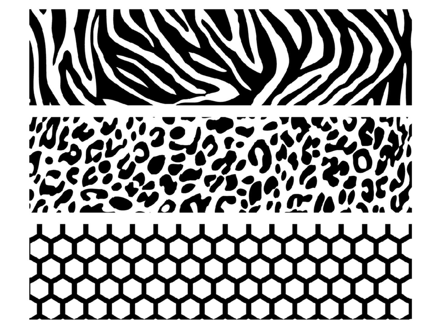 Barrette Animal Prints 6 pcs 4 Inch Black Fused Glass Decals