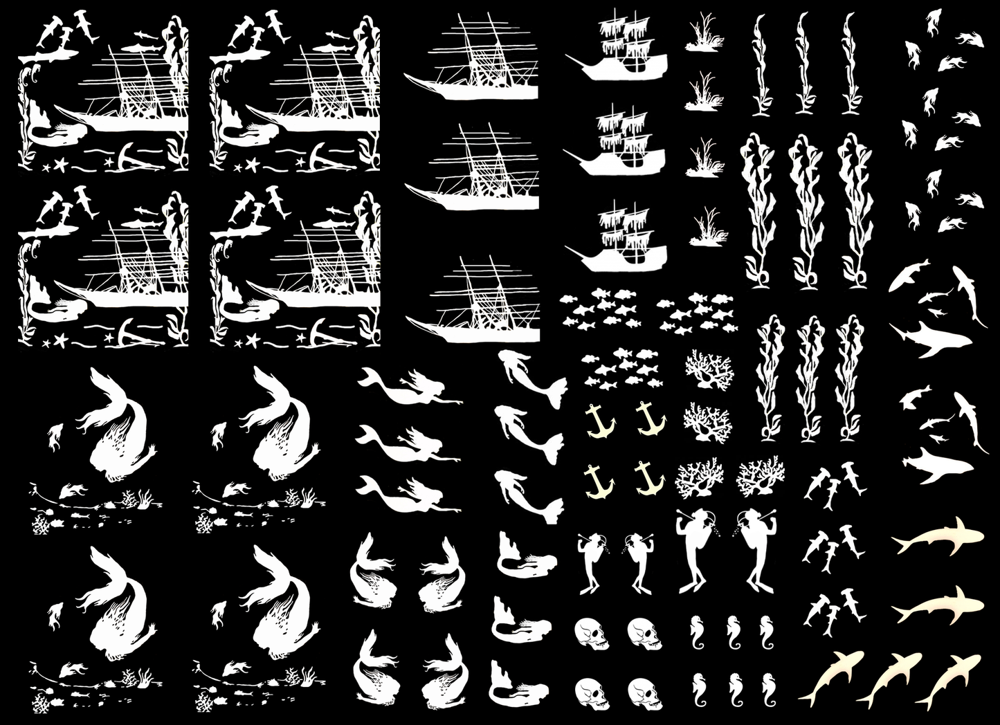Ocean Rapture 78 pcs White Fused Glass Decals