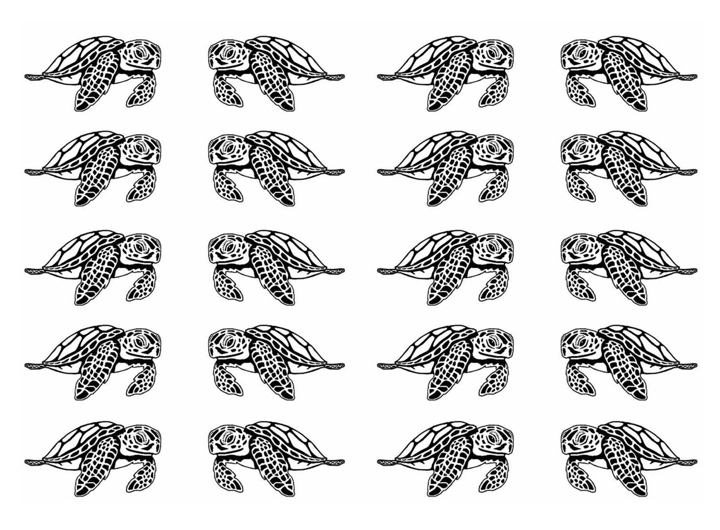 Sea Turtles 20 pcs 1 Inch Black Fused Glass Decals