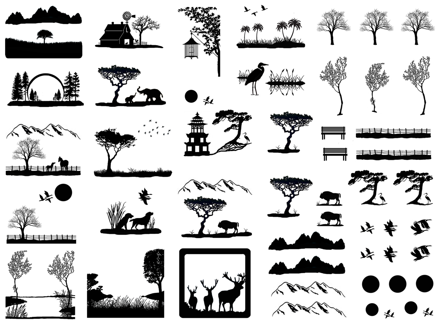 Scenic Views 46 pcs 0.25 to 1.25 Inch Black Fused Glass Decals