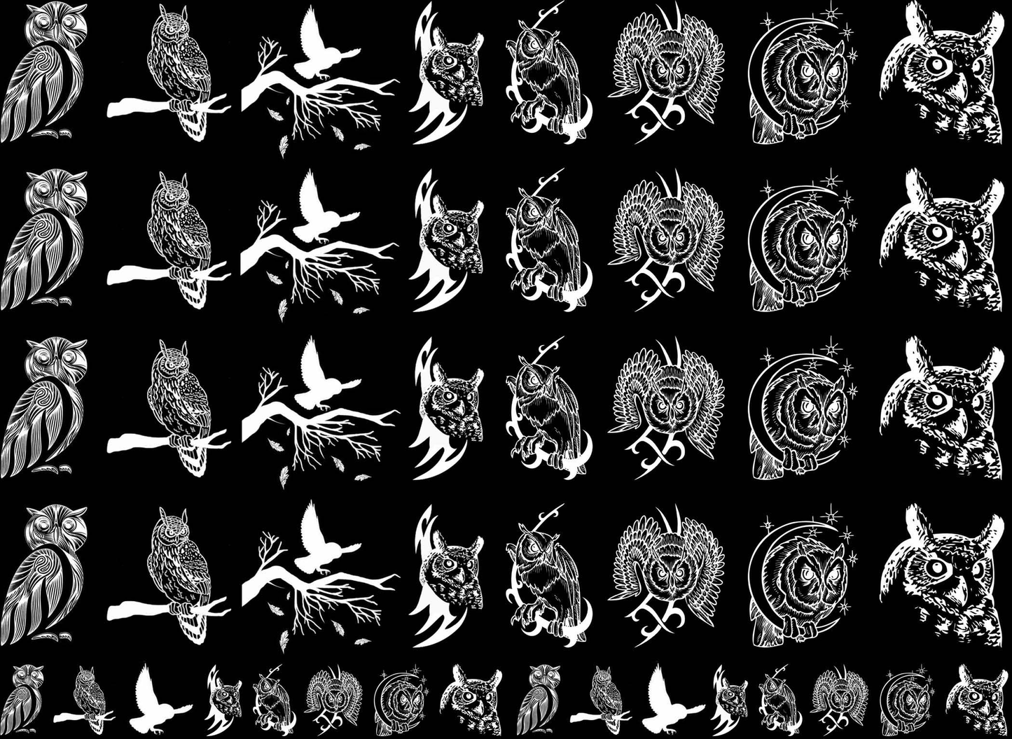Wise Owls 48 pcs White Fused Glass Decals