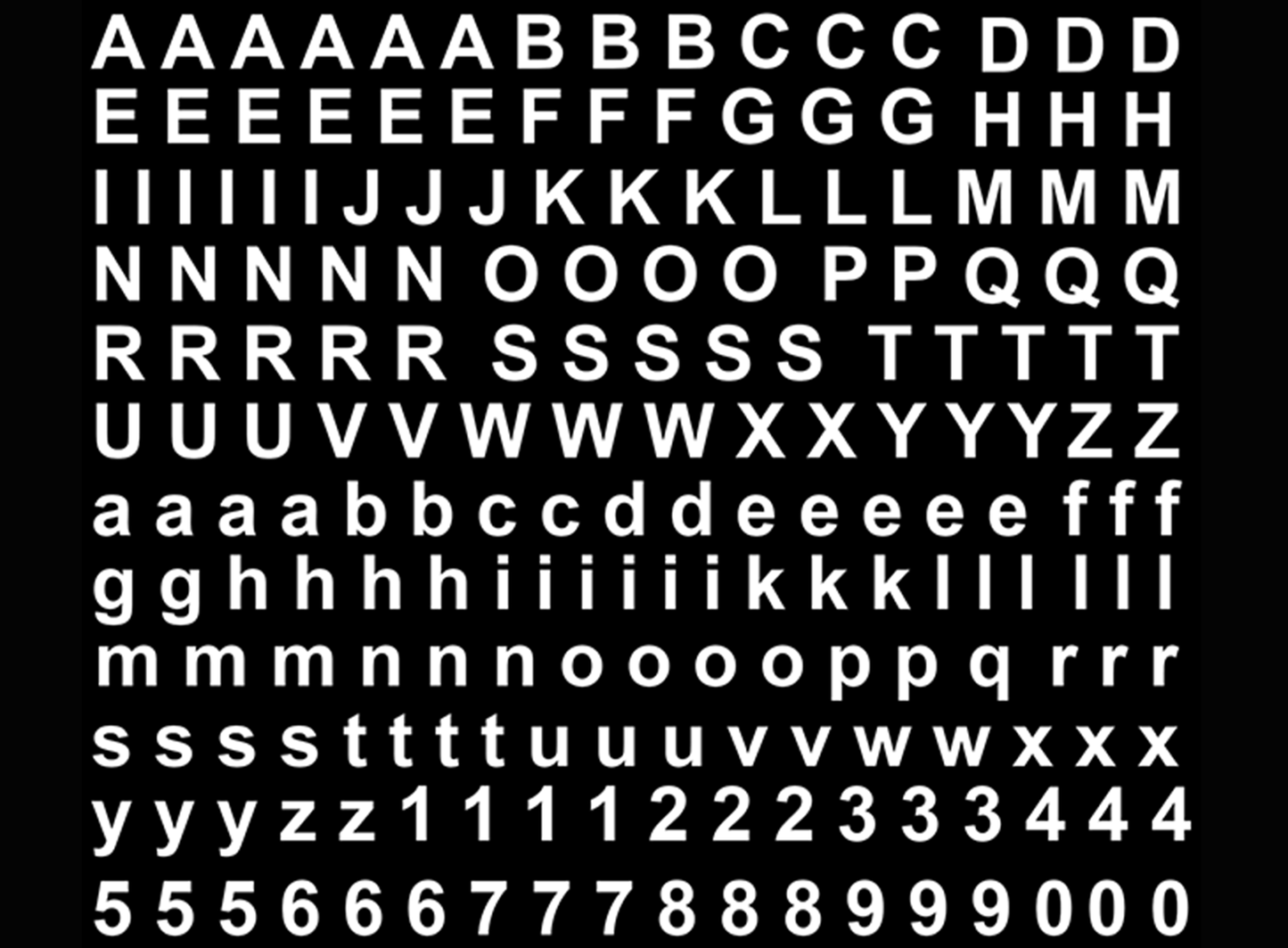 Block Font Alphabet 402 pcs 3/16 Inch tall White Fused Glass Decals