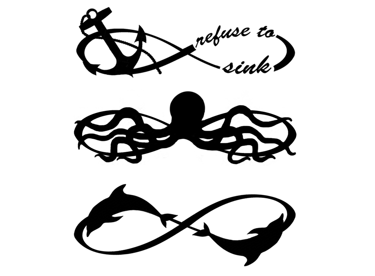 Barrette Infinity Nautical 6 pcs Black Fused Glass Decals