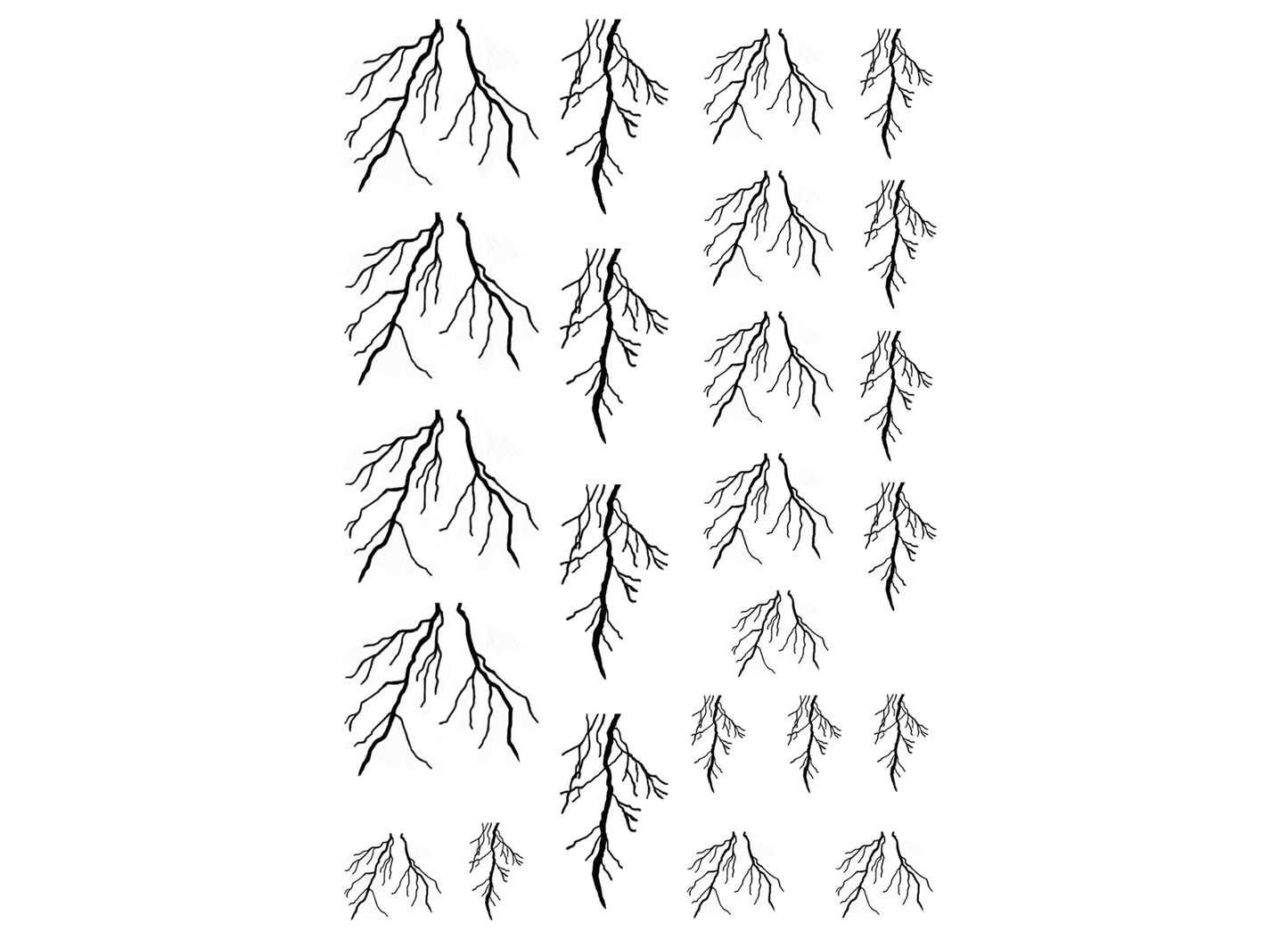 Lightning 24 pcs 0.75 to 1 Inch Black Fused Glass Decals