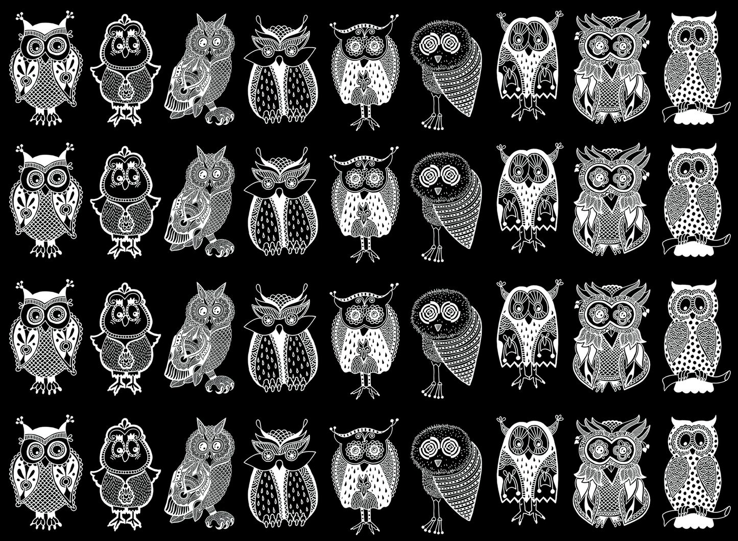 Owl Mania 36 pcs 1 Inch White Fused Glass Decals