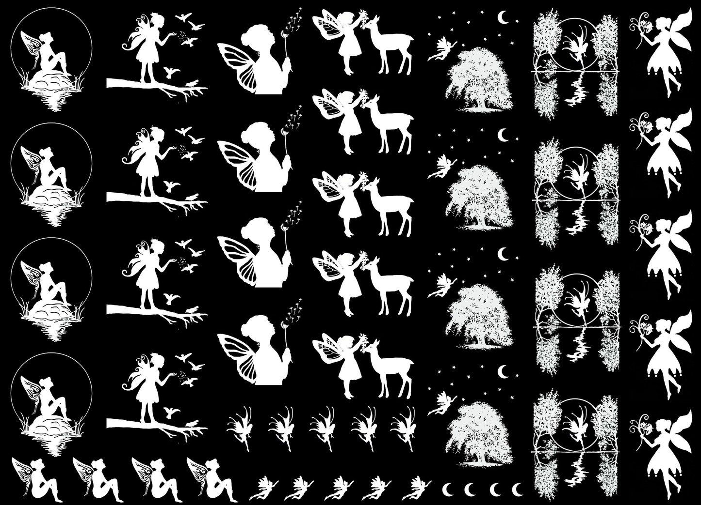 Faeries Fairy 48 pcs White Fused Glass Decals
