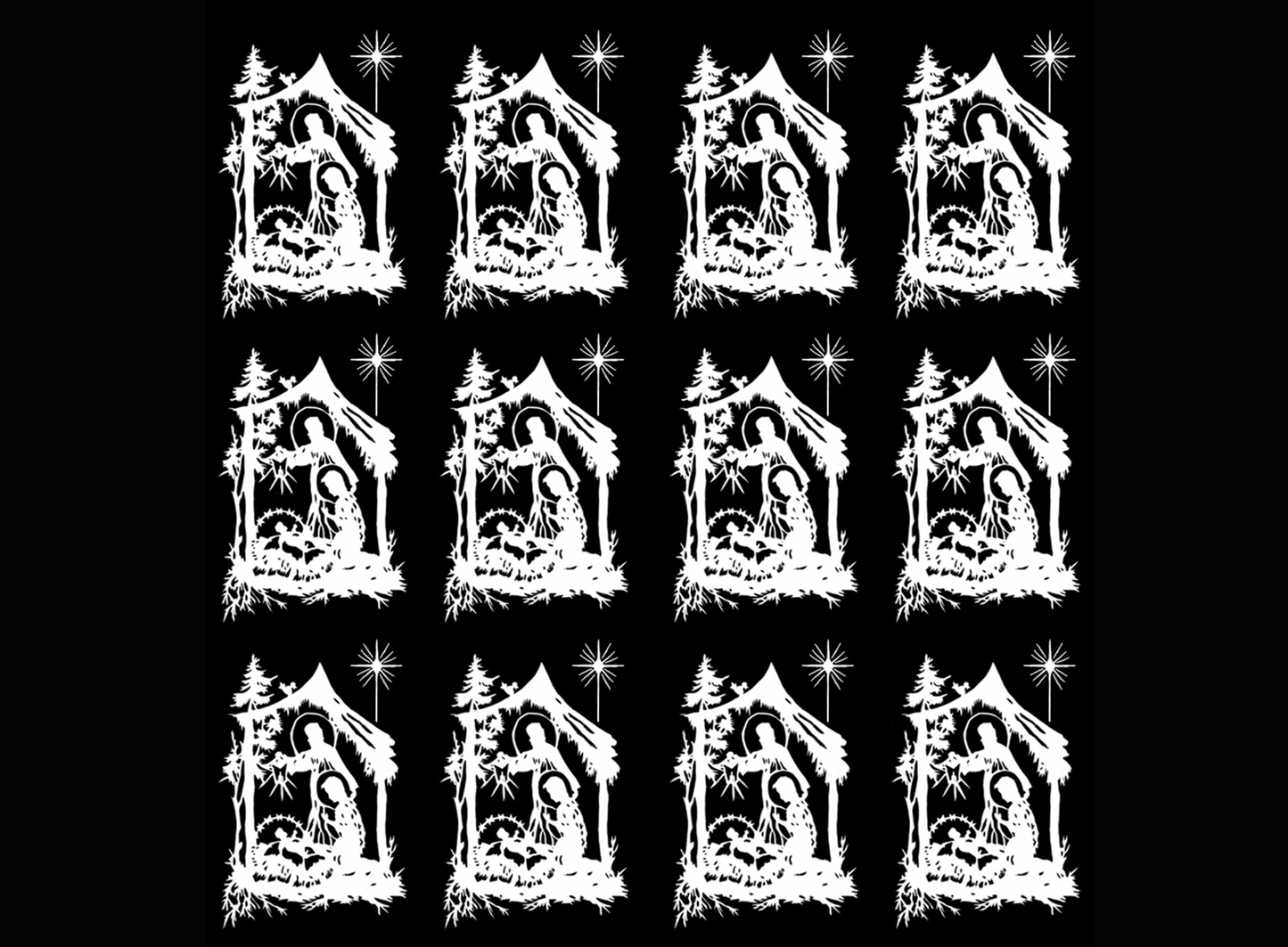 Christmas Nativity 24 pcs White Fused Glass Decals