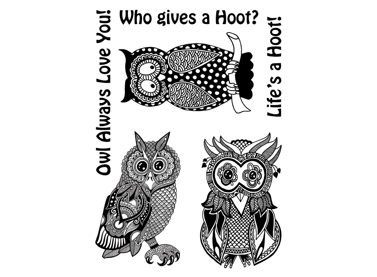 Owls 6 pcs 2 Inch Black Fused Glass Decals