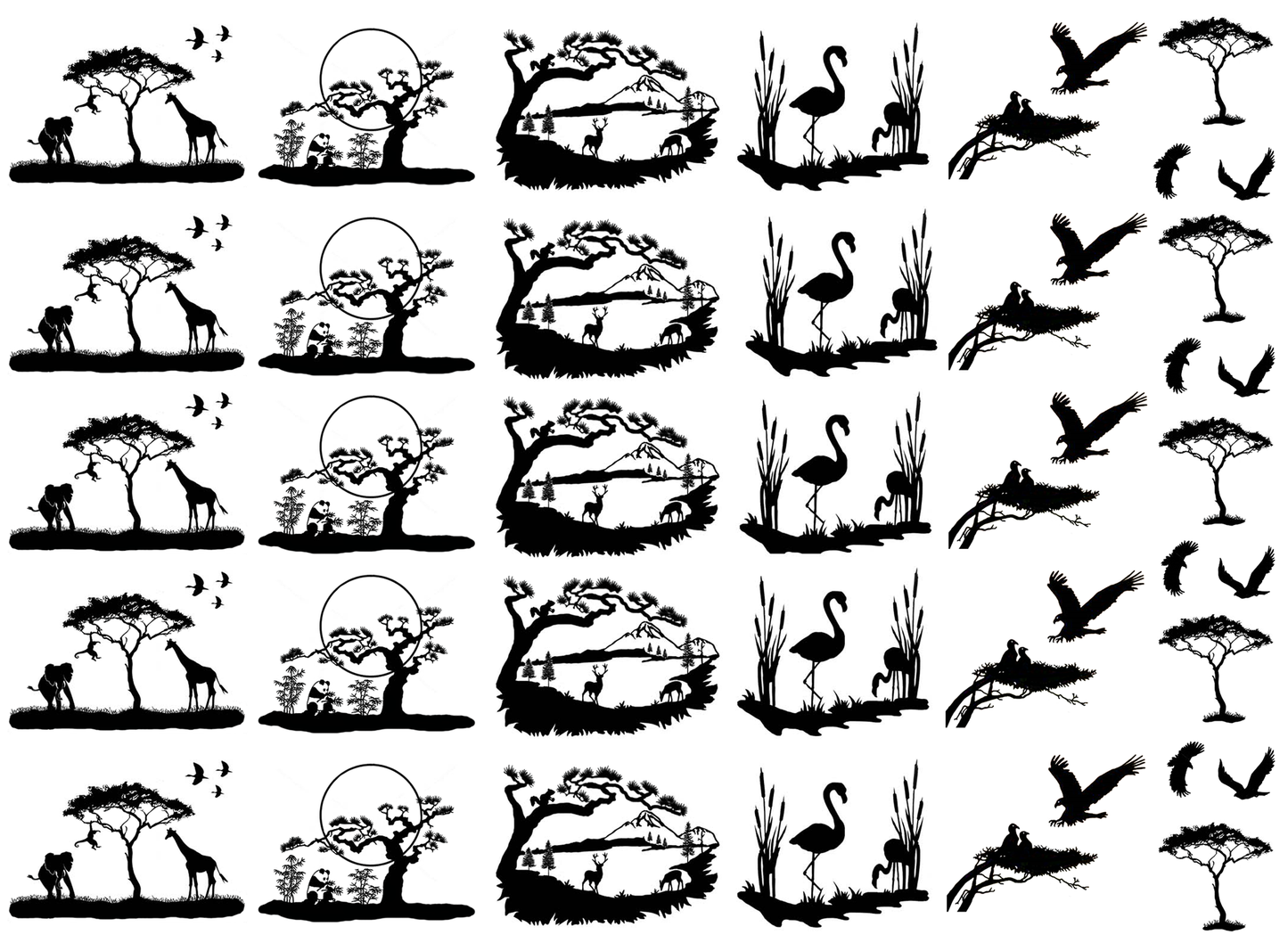 Landscape Scenes 30 pcs 1.25 Inch Black Fused Glass Decals