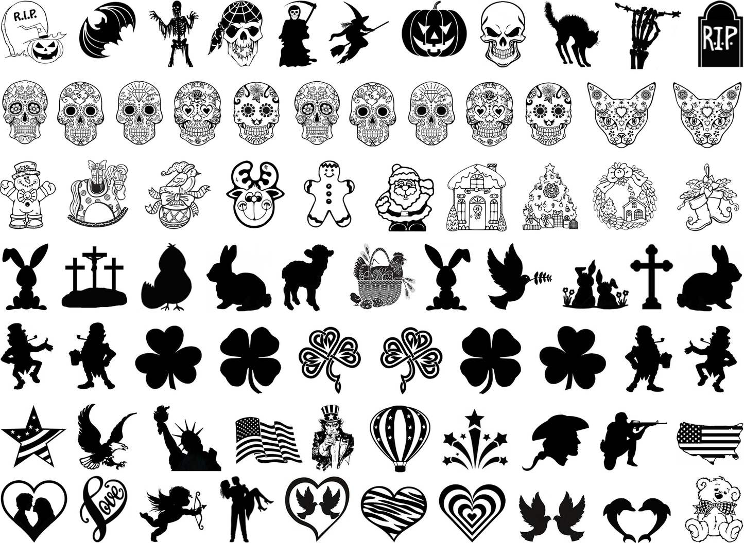 Holiday 74 pcs 0.65 Inch Black Fused Glass Decals